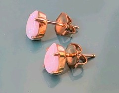 Vintage Opalite Genuine Teardrop Shape Opal 1/20-12KT Gold Filled Earrings
