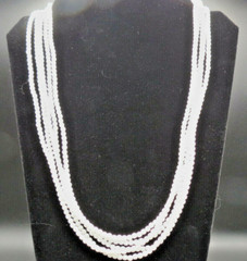 Vintage NAPIER Signed White Small Bead 5 Strand Multistrand Necklace 23″