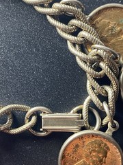 Vintage Coin Charm Bracelet 1940 – 1950’s Nine Coins – Bracelet