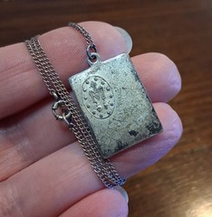 Antique Sterling Art Nouveau Madonna Pendant With Chain 18″ 5g See Pics/Descript