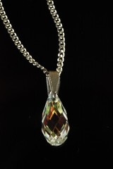 Vintage OLD Soviet Russia Sterling Silver shain Crystal Pendant D595
