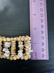 Vintage Tan Stone And White Beaded Layered Stretch Bracelet