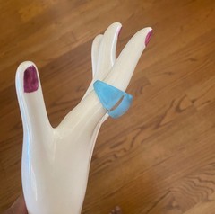 Vintage Y2K Clear Lucite Dome Ring Chunky Aqua Blue Floating Glitter Bubble Ring