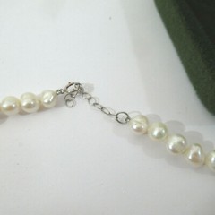 Vtg Irregular Pearl Beaded String Necklace w/ Sterling .925 Clasp 18” Length