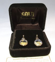 Cripple Creek Co Gold Nugget Capsule Earrings in OGP w/ COA ETC11046