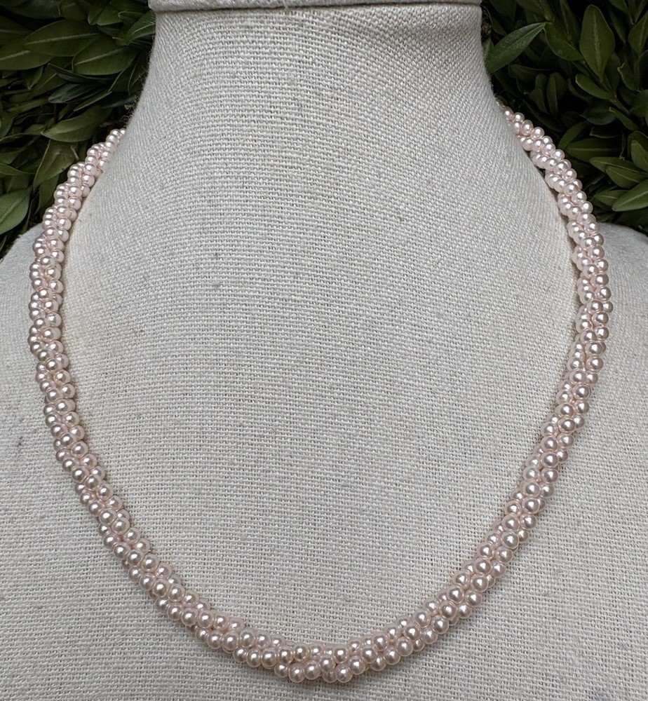 Vintage Marvella Faux Pearl Torsade Necklace – 16” Choker, 1950s-1970s