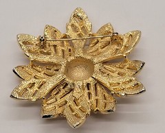 Vintage Gold Tone Pink Peach And Blue Beaded Large Sunflower Brooch