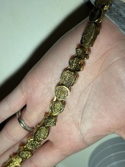 Vintage Victorian Revival Metal Tone Multi Gem Slide Bracelet Sz 7