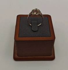Vtg US8.25 Rose Gold Plated Green Stone Cocktail Ring 3.07g