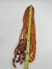Vintage Multi Strand Orange Glass Seed Bead Open End Lariat Scarf Necklace