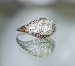 0.66Ct White Round Solitaire Vintage Engagement Wedding Ring 925 Sterling Silver