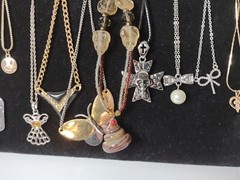 Lot Of 12 Pendant Necklaces Bows, Hearts, Angel, Skull Necklace Lot P38