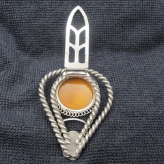 Vintage Dress Clip Faux Stone Bold Statement Twisted Silver Tone Open Work