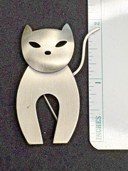 Vintage Danecraft Matte Sterling Silver Cat Pin Brooch Free Shipping in Gift Box