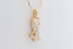 Yves Saint Laurent Vintage YSL Rhinestone Pendant Necklace Gold Tone Adjustable