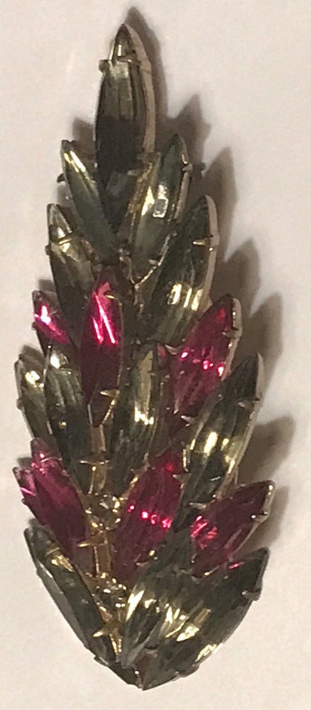 Vintage JULIANA Pink and Green Faux Tourmaline Glass Brooch or Pin