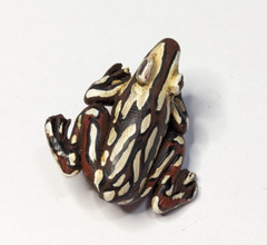 Vintage Polymer Clay Brown & Cream Frog Brooch Pin 1 3/8″ Handmade