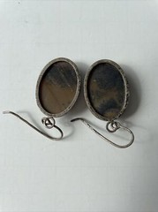 Vintage Jasper Sterling Silver Earrings with Fish Hook Closing; Made In USSR
