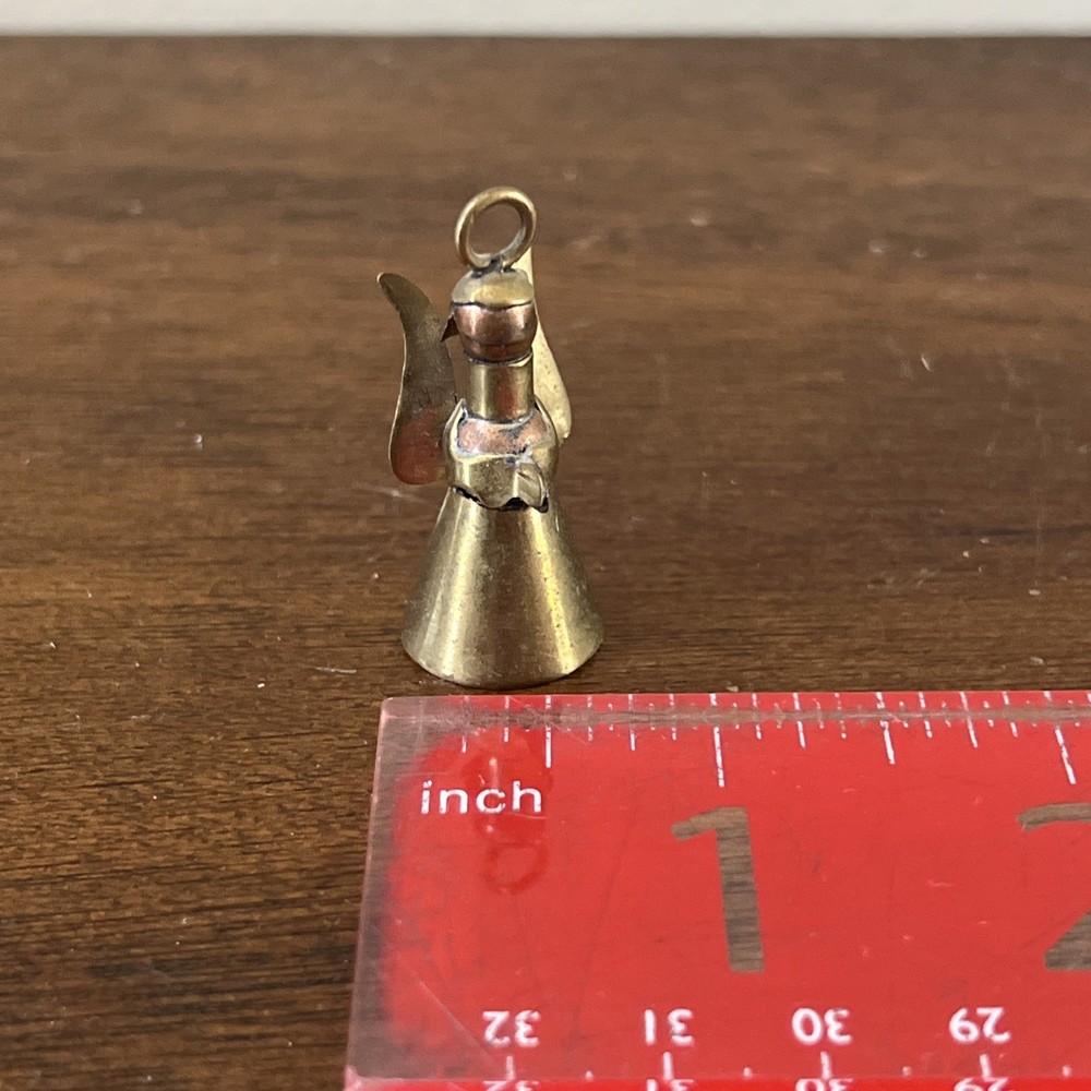Vintage Brass Angel Pendant Bell 1.5”