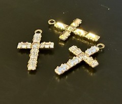 Swarovski Crystal Baguette Cross Gold Plated