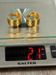 Mayamar (24K Gold Plated) Hammered Huggie Hoop Earrings Goldtone (NEW)