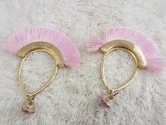 SUGARFIX Goldtone Lavender Fringe Hoop Pierced Earrings (B49)