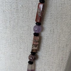 Vintage Semi-precious Natural Stone Necklace Barrel Clasp 24”