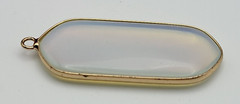 Vintage Gold Tone Opalite Pendant 1.75″