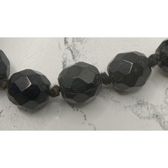 Vintage Made in Austria 56″ Black Faceted Glass Bead Necklace Signed
