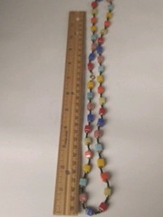 Vintage 1960″s Square Art Glass Beads Bohemian Necklace Multi Color Strand