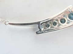 Vintage Sterling Silver 925 Natural Heated Blue Topaz Channel Set Necklace 18″