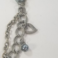 Vintage STATEMENT Bead Silver Tone CROSS Necklace Multi Strand Goth Rocker