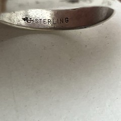 Sterling Silver & Red Glass Or Stone Uncas Unisex Ring Size 7.5
