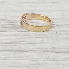 Victorian Ruby Diamond 14K Yellow Gold Band Ring 7 Simple Antique Luxury Flush