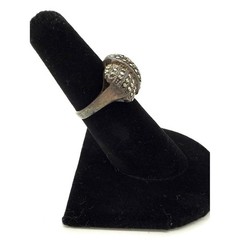 Vintage Sterling Silver Gunmetal Bow tie Pavé Dome Cocktail Ring