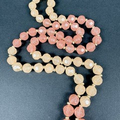 Long Vintage Heavy Glass Bead Necklace Opera Length 36” Orange