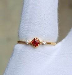 Natural Garnet Ring, 925 Sterling Silver Gold Plated Ring, Handmade Gift Ring