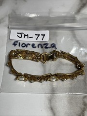 Vintage Signed Florenza Gold Tone Faux Pearl 5 Link Panels JM-77