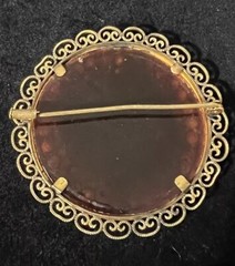 VTG Art Deco Framed Ornate Lucite Marcasite Blue Turquoise Brooch Trombone Clasp