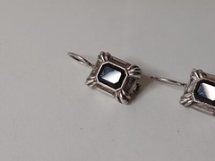 Vintage Silver And Black Sterling Silver Silver Earrings With Black Stones