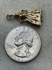 VINTAGE HANDMADE Solid 10K Yellow Gold DANCER Charm Pendant (25mm x 13.3mm) 4.7g