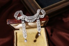 Sterling Silver 925 Gold Plated Pearl Brooch Wedding Vintage ArtDeco Butterfly