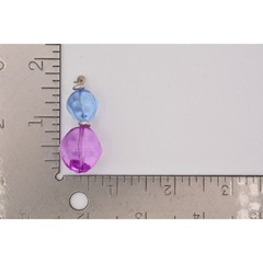 Vintage Lucite Beaded Dangle Earrings Blue Juicy Pink Drop Chunky Bright 80s W1