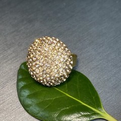 Vintage Cocktail Ring Estate Jewelry Pre-owned Champagne Crystal Dome Any Size
