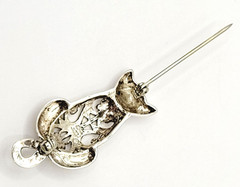 Cat Kitty Kitten Open Filigree Sterling Silver 925 Jezlaine Vintage Brooch Pin