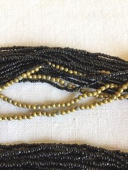 Vintage Womens Black Goldtone Metal Multistrand Beaded Fashion Jewlery Necklace