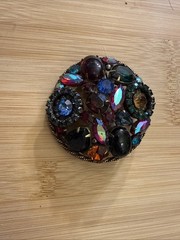 Vintage Weiss Signed Multi Colored Rainbow Rhinestone Pin Brooch