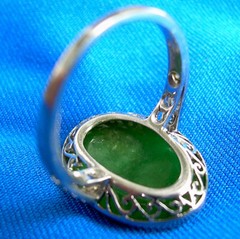 Original EARTH MINED Imperial Jadeite JADE Deco Engagement Ring PLATINUM DIAMOND