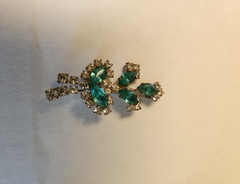 Teal/Clear Marquise Crystals Rhinestones Silver Vintage Brooch Pin 1 7/8” B6