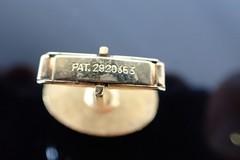 Vintage Gold Tone Red Blue Enamel LDO Initial Cufflinks Oval Textured Design